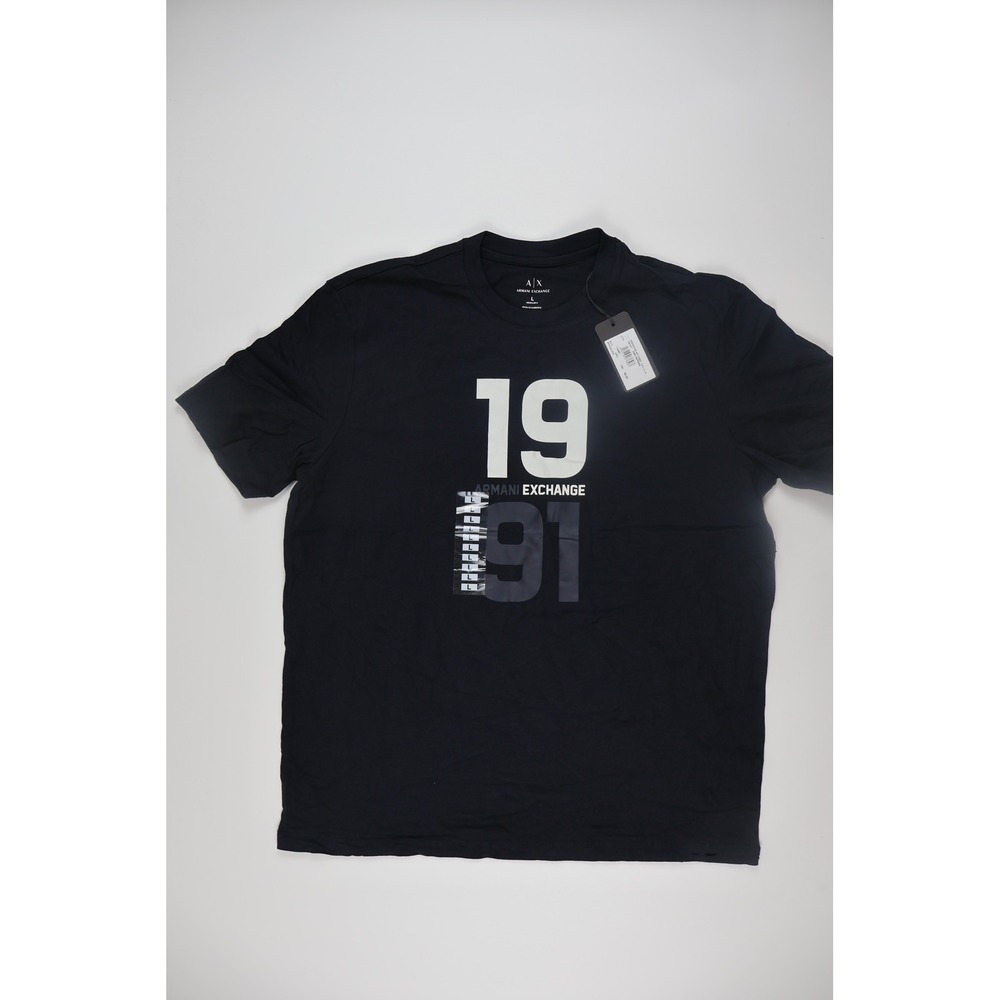 Armani Exchange Mens T-Shirt 1991 Graphic Logo Dark Sapphire L NWT $60
